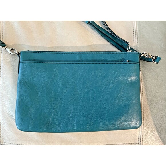 Fossil Sydney Leather Top Zip Crossbody Clutch Handbag Purse Bag ZB5701 Green - Picture 4 of 15